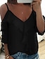 preiswerte Tanktops-Damen Bluse Solide Rüsche Chiffon mit Riemchen Schlank Oberteile Gurt Weiß Schwarz Rosa