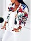 cheap Jackets-Women&#039;s Jacket Street Fall Spring Regular Coat V Neck Slim Sporty Classic &amp; Timeless Jacket Long Sleeve Floral / Botanical Floral Blue White / Loose / Print