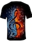 cheap Tank Tops-Men&#039;s T shirt Shirt Graphic Flame Print Short Sleeve Daily Tops Round Neck White Purple Black / Summer