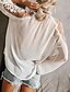 billige Tops &amp; Blouses-Dame Vanlig Ensfarvet Gade Langærmet Bluse Skjorte V-hals Net Blonder Toppe Løstsiddende Hvid Sort S