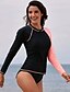 abordables Beach Dresses-Delamon Femme Nylon Protection solaire UV Séchage rapide Manches Longues Zip frontal - Natation Mosaïque Printemps Eté / Elastique