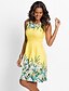 cheap Mini Dresses-Women&#039;s A Line Dress Knee Length Dress Blue Yellow Fuchsia Sleeveless Floral Print Spring &amp; Summer Round Neck Hot Elegant 2021 S M L XL XXL