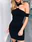 cheap Party Dresses-Women&#039;s Bodycon Knee Length Dress Black Sleeveless Solid Color Off Shoulder Halter Neck Hot Sexy Party Club S M L XL