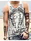 cheap Tank Tops-Men&#039;s Tank Top Vest Shirt Graphic Elephant Round Neck Plus Size Daily Sports Sleeveless Print Slim Tops Cotton Active Slim Fit Workout Blue White Gray / Summer