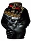 cheap Hoodies-Men&#039;s 3D Skull Hoodie Party Casual Hoodies Sweatshirts  Black