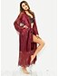 cheap Pajamas-Women&#039;s Lace Bow Long Plus Size Super Sexy Robes Satin &amp; Silk Nightwear Solid Colored Wine / White / Black M L XL / Deep V