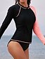 abordables Beach Dresses-Delamon Mujer Nailon Protección solar UV Secado rápido Manga Larga Cremallera delantera - Natación Retazos Primavera Verano / Elástico