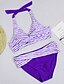 cheap Bikini-Women&#039;s Swimwear Bikini Asian Size Swimsuit Backless High Waist Print Color Block Rainbow Light Blue Black Purple Orange Triangle Bathing Suits Sporty Basic