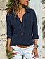 cheap Tops &amp; Blouses-Women&#039;s Blouse Shirt Red Navy Blue Gray Patchwork Plain Casual Daily Long Sleeve Shirt Collar Basic Streetwear Elegant S