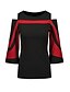 cheap Tops &amp; Blouses-Women&#039;s Blouse Shirt Floral Color Block Flower Cut Out Round Neck Tops Basic Top Black Blue Red