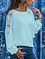 cheap Tops &amp; Blouses-Women&#039;s Plus Size T shirt Plain Solid Colored Long Sleeve Patchwork Round Neck Tops White Black Blushing Pink