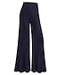 preiswerte Damenhosen-Damen Breites Bein Polyester / Baumwollmischung Einfarbig Schwarz Weiß Basic Mittlere Taillenlinie Party