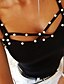 preiswerte Tanktops-Damen Muskelshirt Solide Perlenbesetzt Gurt Oberteile Schwarz
