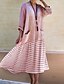 cheap Maxi Dresses-Women&#039;s A-Line Dress 3/4 Length Sleeve Striped Print Basic Red Beige Gray M L XL XXL 3XL 4XL 5XL