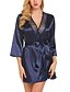 cheap Pajamas-Women&#039;s Lace Bow Super Sexy Robes Satin &amp; Silk Suits Nightwear Solid Colored White / Black / Blue S M L / Deep V