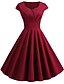 billige Elegant kjole-Dame Swingkjole Knelang kjole Ermeløs Ensfarget Rynket Sommer 1950-tallet Varmt Vintage Svart Blå Gul Rosa Vin Grønn S M L XL XXL