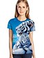 cheap T-Shirts-Women&#039;s Plus Size T-shirt 3D Animal Cartoon Print Loose Tops Light Blue