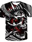 billige Tank Tops-Herre T-shirt Skjorte Grafisk 3D Dødningehoveder Rund hals Plusstørrelser Trykt mønster Tynd Toppe Sort Rød