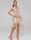cheap Party Dresses-Sheath / Column Sexy Open Back Cocktail Party Dress Jewel Neck Sleeveless Short / Mini Sequined with Sequin 2020
