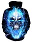 abordables Hoodies-Hombre 3D Cráneos Sudadera Con Capucha Víspera de Todos los Santos Básico Casual Sudaderas con capucha Sudaderas Azul Piscina