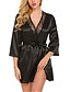 cheap Pajamas-Women&#039;s Lace Bow Super Sexy Robes Satin &amp; Silk Suits Nightwear Solid Colored White / Black / Blue S M L / Deep V
