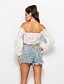 cheap Women&#039;s Tops-Women&#039;s Slim T-shirt - Solid Colored Lace Off Shoulder White S