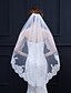 cheap Wedding Accessories-One-tier Stylish / Lace Applique Edge Wedding Veil Fingertip Veils with Appliques 39.37 in (100cm) Lace / Tulle / Oval