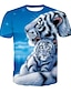 cheap T-Shirts-Women&#039;s Plus Size T-shirt 3D Animal Cartoon Print Loose Tops Light Blue