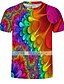 cheap Tank Tops-Rainbow Flowers Mens Graphic Shirt Colorful 3D Casual | Summer Cotton Tee Funny Shirts Abstract Round Neck Print Clothing Apparel