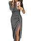cheap Party Dresses-Women&#039;s Bodycon Midi Dress Blushing Pink Gray Gold Green Black Red Brown Beige Long Sleeve Solid Color Pleated Patchwork Asymmetric Spring &amp; Summer Off Shoulder Hot Sexy Going out Off Shoulder S M L