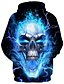 abordables Hoodies-Homme 3D Crânes Sweat à capuche Capuche Halloween basique Décontractée Pulls Capuche Pulls molletonnés Bleu