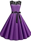 cheap Vintage Dresses-Women&#039;s Sheath Dress - Sleeveless Solid Colored Patchwork Vintage Wine Purple Light Blue S M L XL XXL