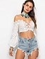 cheap Women&#039;s Tops-Women&#039;s Slim T-shirt - Solid Colored Lace Off Shoulder White S