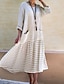 cheap Maxi Dresses-Women&#039;s A-Line Dress 3/4 Length Sleeve Striped Print Basic Red Beige Gray M L XL XXL 3XL 4XL 5XL