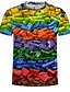 billige Tank Tops-Herre T-shirt Grafisk Geometrisk Trykt mønster Kortærmet Afslappet Toppe Rund hals Regnbue / Sommer