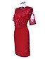 cheap Plus Size Dresses-Women&#039;s Knee Length Dress Shift Dress Blue Red Navy Blue Half Sleeve Lace Pure Color Round Neck Spring Summer Elegant 2022 S M L XL XXL 3XL 4XL 5XL / Loose