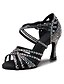 cheap Sandals-Women&#039;s Latin Shoes Crystal Salsa Shoes Line Dance Heel Crystal / Rhinestone Slim High Heel Black Brown Ankle Strap Glitter Crystal Sequined Jeweled / Performance / Silk