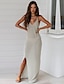 cheap Casual Dresses-Women&#039;s Elegant Sheath Dress - Solid Colored White Gray M L XL