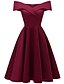 cheap Party Dresses-A-Line Cocktail Dresses Hot Dress Homecoming Cocktail Party Knee Length Short Sleeve Off Shoulder Cotton with Pleats 2024