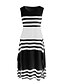 preiswerte Elegantes Damenkleid-Damen Swing Kleid Maxikleid - Ärmellos Gestreift Baumwolle Weiß Schwarz S M L XL XXL 3XL