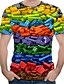 baratos Tank Tops-Homens Camiseta Gráfico Geométrica Estampado Manga Curta Casual Blusas Decote Redondo Arco-íris / Verão