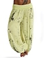 cheap Bottoms-Women&#039;s Basic Plus Size Loose Bloomers Pants - Print Ruffle / Fashion Winter Fuchsia Army Green Khaki XXXL XXXXL XXXXXL