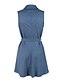 baratos Vestidos Casuais-Mulheres Vestido da bainha Mini vestido curto Azul Sem Manga Sólido Colarinho Chinês Básico quente S M L XL