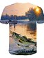 billige Tank Tops-Herre Skjorte T-shirt Grafisk 3D Rund hals Blå Plusstørrelser Afslappet Daglig Kortærmet Trykt mønster Tøj