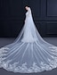 cheap Wedding Accessories-One-tier Lace Applique Edge / Elegant &amp; Luxurious Wedding Veil Cathedral Veils with Appliques / Paillette 157.48 in (400cm) Lace / Tulle / Oval