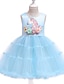 cheap Girls&#039; Dresses-Kids Little Girls&#039; Dress Unicorn Solid Colored Tulle Dress Blue Blushing Pink Knee-length Sleeveless Active Streetwear Dresses Slim