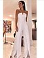 cheap Jumpsuits &amp; Rompers-Women&#039;s Jumpsuit Solid Color Split Elegant V Neck Wide Leg Party Wedding Sleeveless Slim White S M L Fall