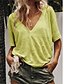 cheap T-Shirts-Women&#039;s T shirt Solid Colored V Neck Tops Cotton Yellow Orange Green