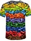 baratos Tank Tops-Homens Camiseta Gráfico Geométrica Estampado Manga Curta Casual Blusas Decote Redondo Arco-íris / Verão