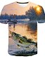 billige Tank Tops-Herre Skjorte T-shirt Grafisk 3D Rund hals Blå Plusstørrelser Afslappet Daglig Kortærmet Trykt mønster Tøj